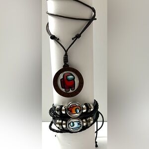 AMONG US 3 piece Jewelry Set with bag and key ring